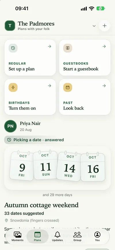 A shared bring list for a get-together in AmongFolk.
